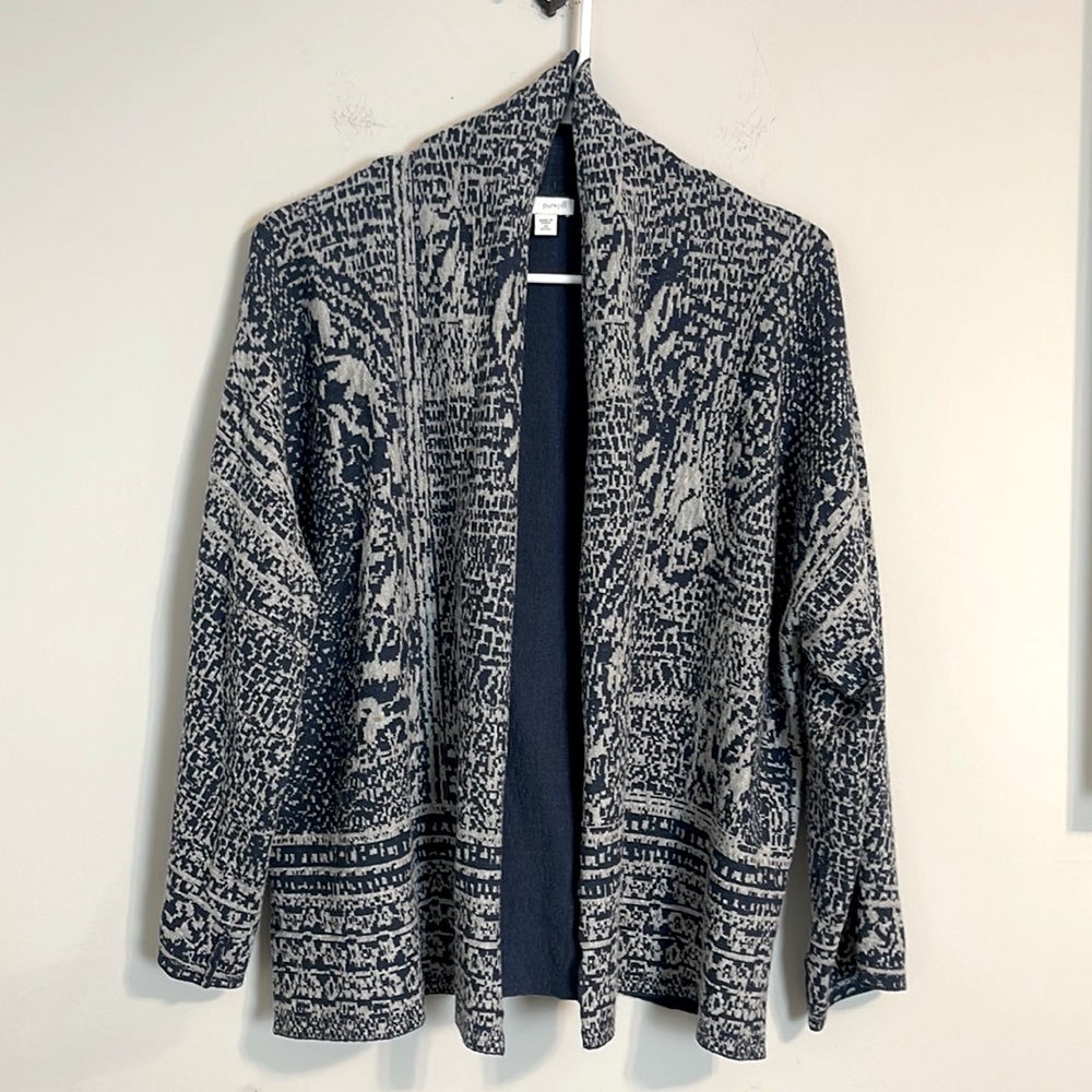J.Jill PureJill blue and grey open front cardigan sweater runs large
